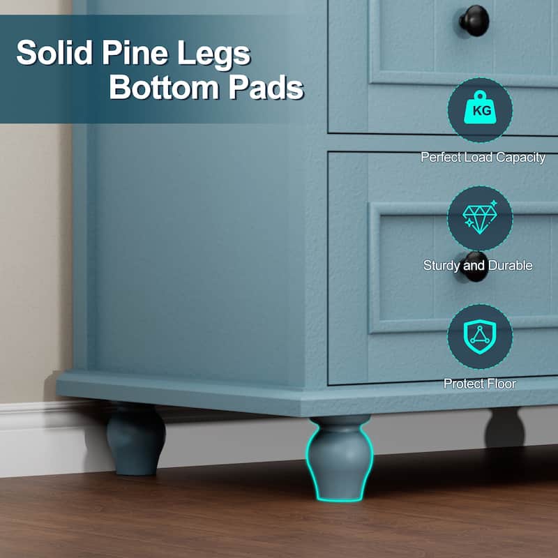 47"W Retro 7-Drawer Dresser Farmhouse Wood Dressers Chest of Drawers