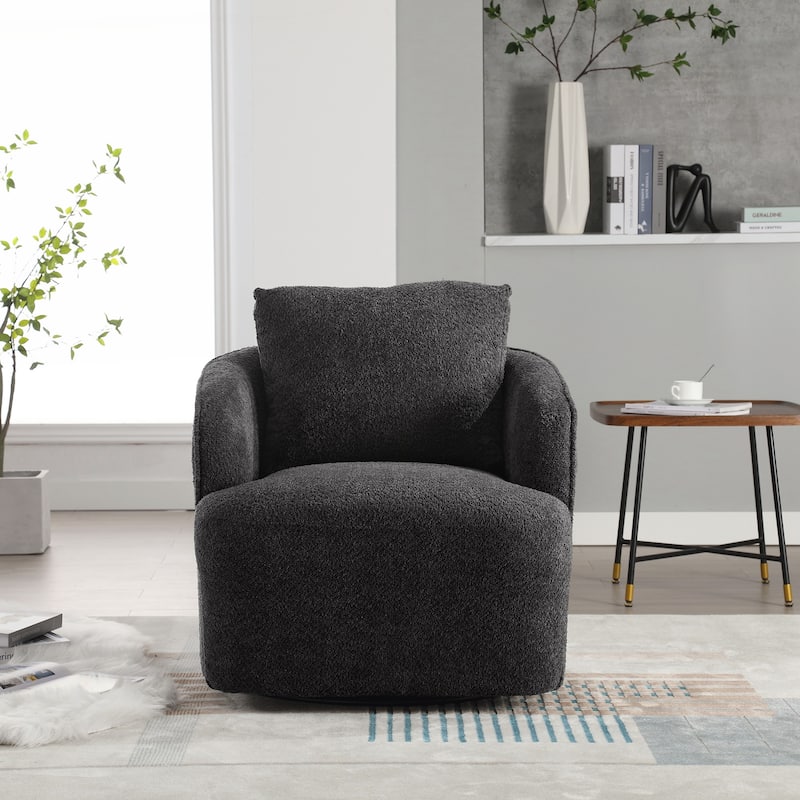 Upholstered Swivel Accent Barrel Chair and Comfy Round Accent Single Sofa Chair