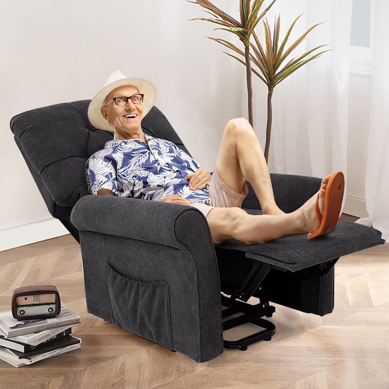 Costway Power Lift Recliner Chair Sofa for Elderly w/ Side Pocket &