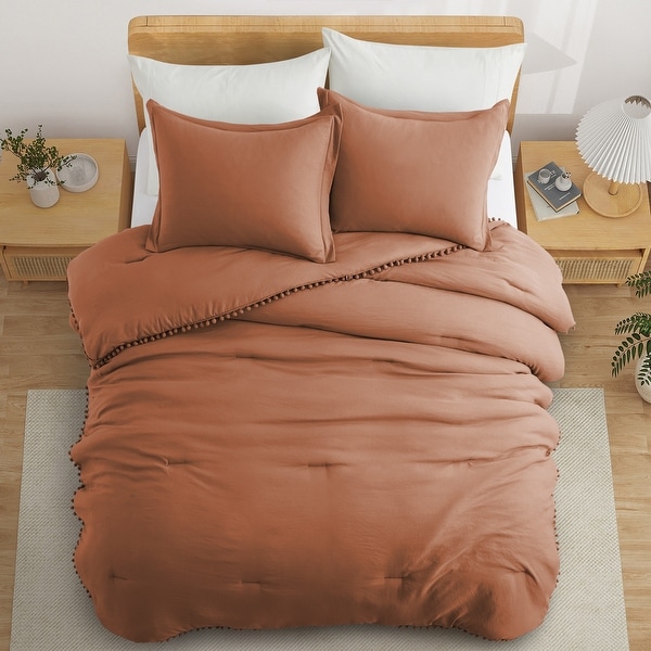 Serene pom pom duvet cover and pillowcase set outlet