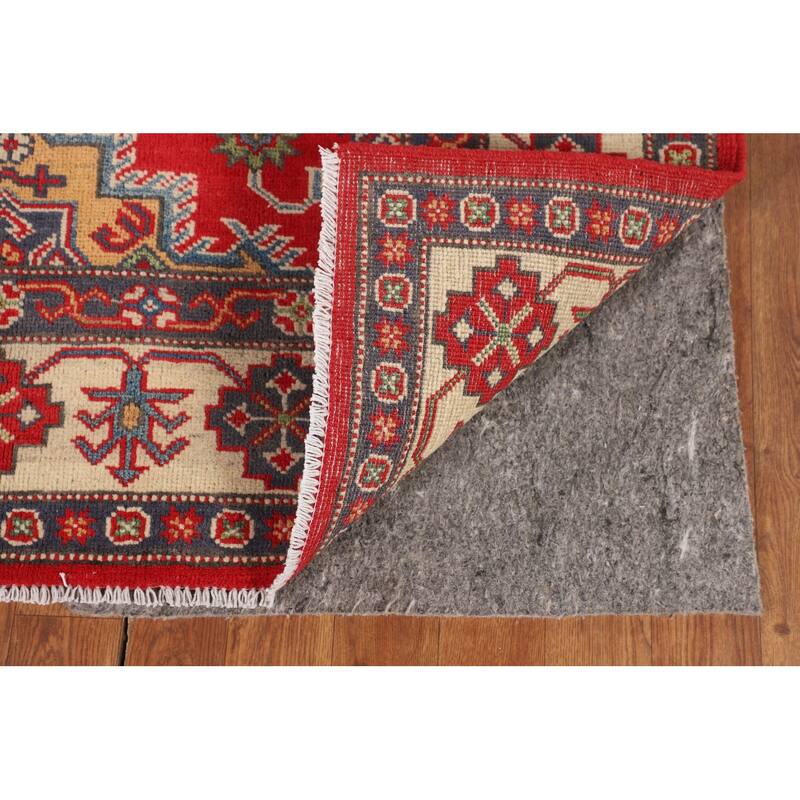 Kazak Oriental Area Rug Hand-Knotted Bedroom Red Wool Carpet - 4'2" x 6'0"