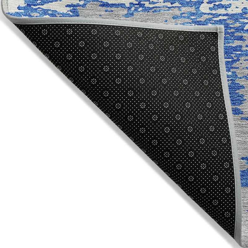 Machine Washable Indoor/ Outdoor Abstract Pixels Chantille Rug