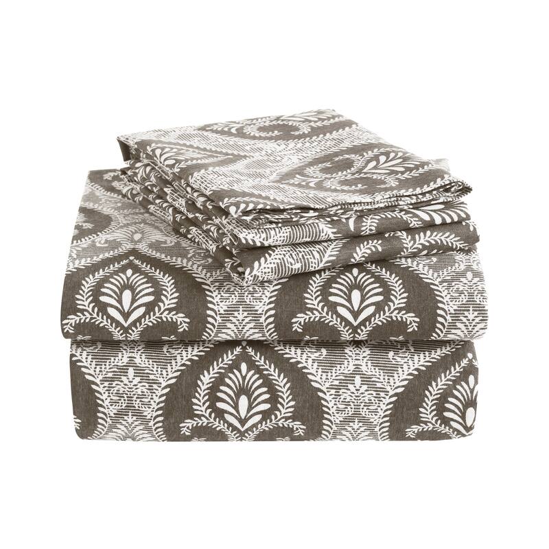 Superior Delevingne Fleur-de-Lis Deep Pocket Sheet Set - California King - Charcoal