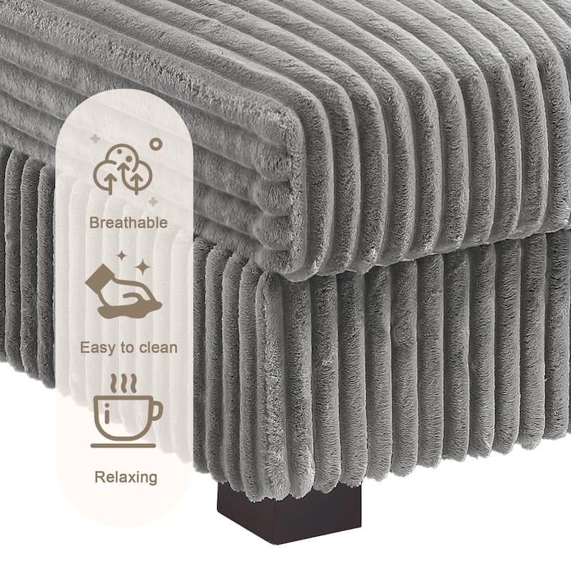 Anne 150" W Upholstered Plush Corduroy Modular Sectional Sofa