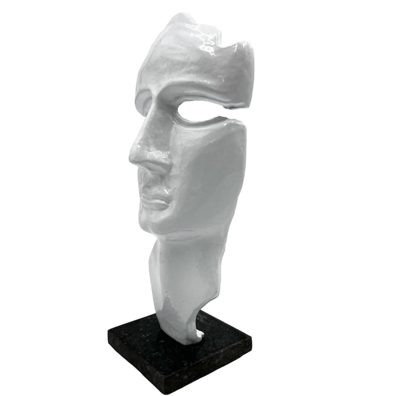 Decorative Handmade Aluminum 12 inch Abstract Face Sculpture - 5 x 7 x 12 in