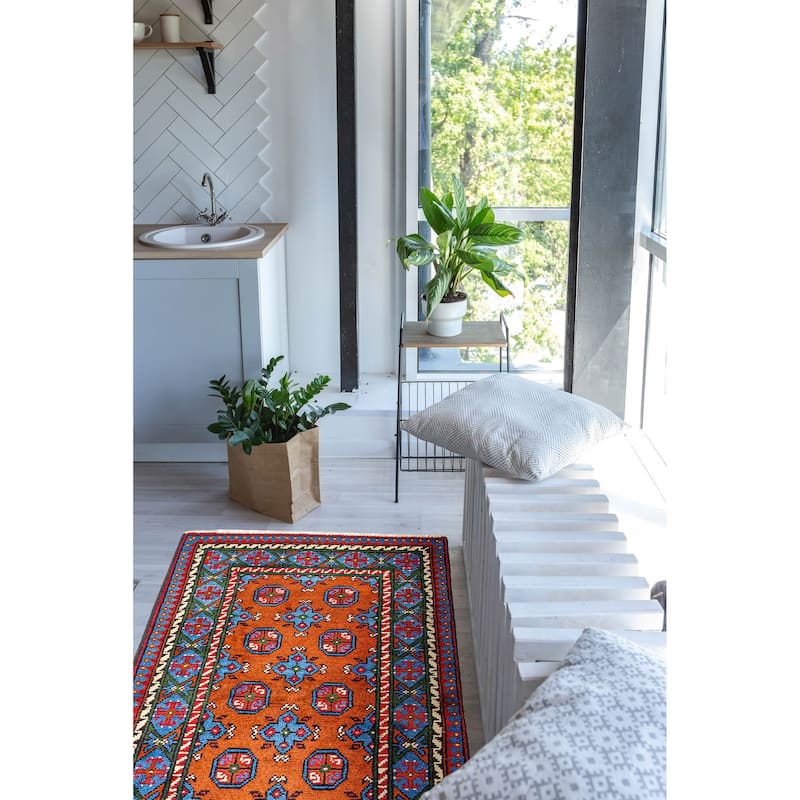 ECARPETGALLERY Hand-knotted Uzbek Kargahi Burnt Orange Wool Rug - 2'8 x 6'4