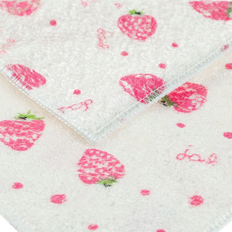 Dishcloths 6 Pack Reusable Cleaning Cloth Kitchen Towels Washable Dish Rags for Drying Absorbent Lint Free Rags - 10" x 12" - Strawberry