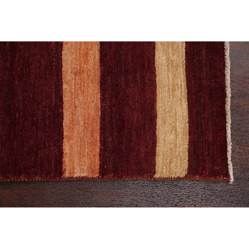 Contemporary Striped Gabbeh Kashkoli Area Rug Hand-knotted Wool Carpet - 3'2" x 5'2"