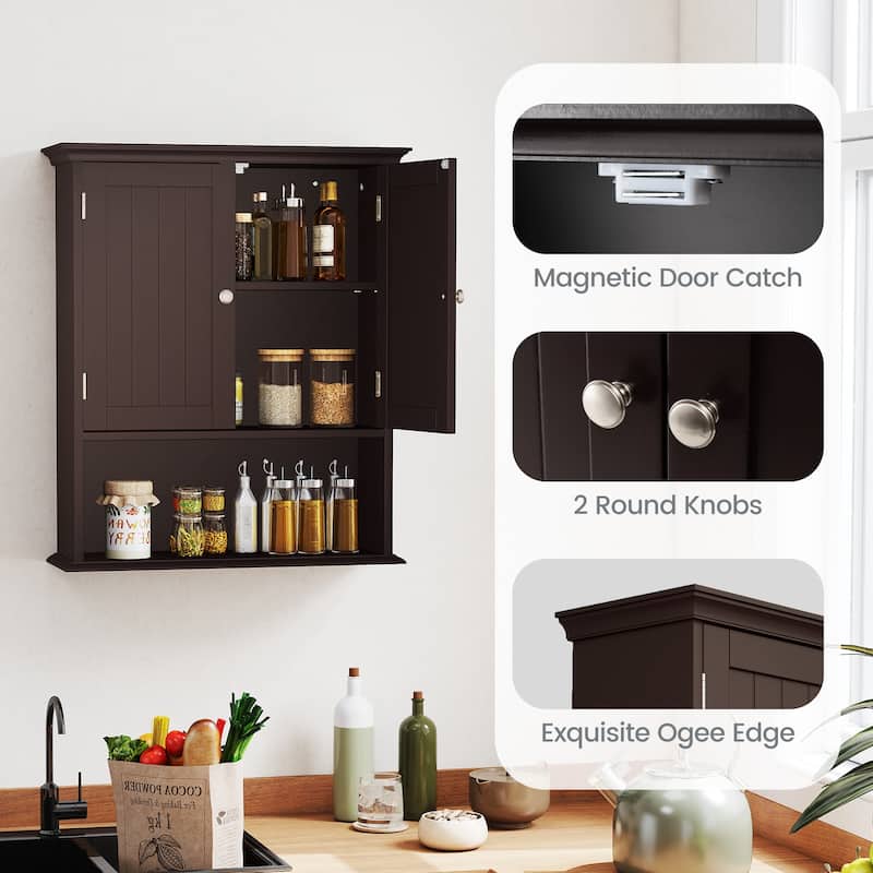 Costway Wall Mount Bathroom Cabinet Storage Organizer Medicine Cabinet