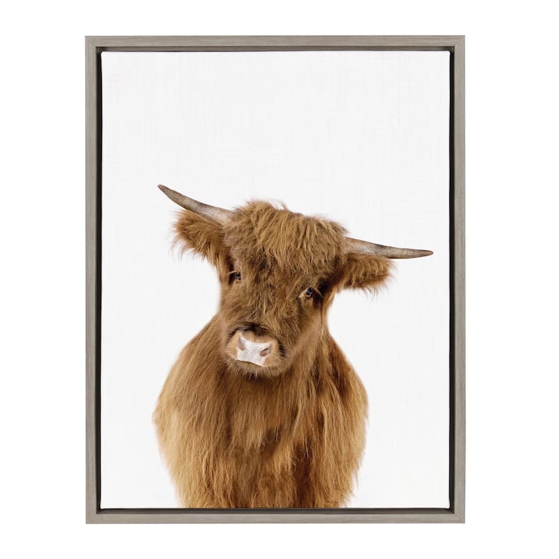 Sylvie Baby Highland Calf Animal Print Framed Canvas by Amy Peterson