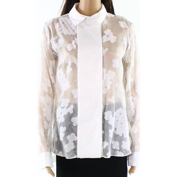Shop Designer White Ivory Womens Size Medium M Sheer Button Down