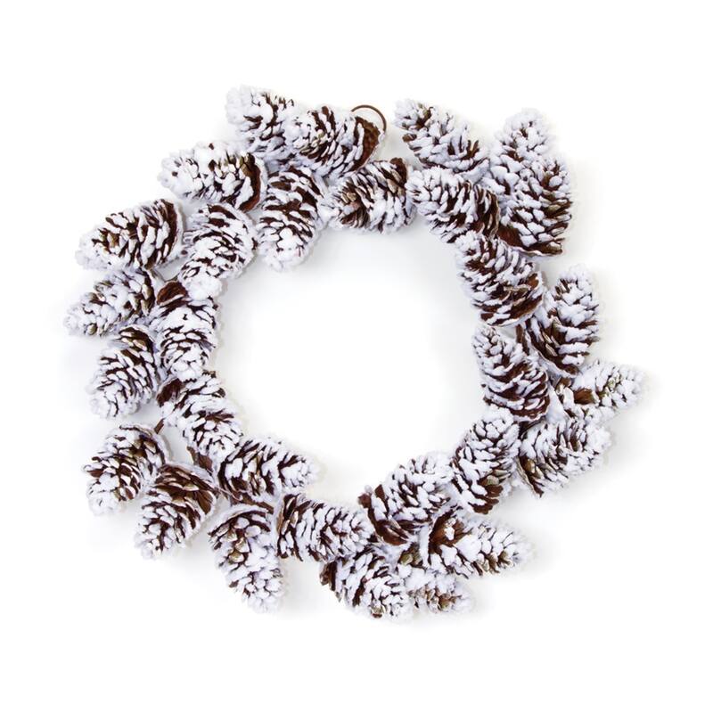 Flocked Pinecone Artificial Christmas Wreath, 18-Inch, Unlit