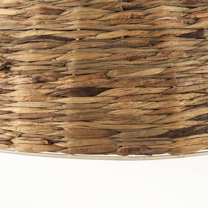 Campanile Medium Brown Wicker w/ Gold Frame 3 Bulb Domed Chandelier
