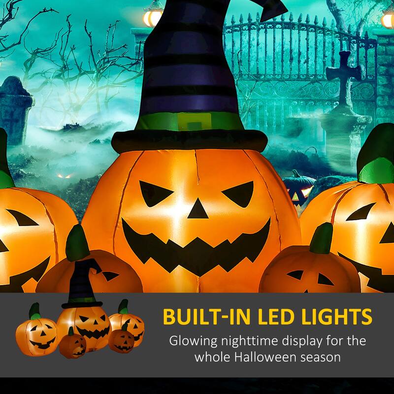 73"L Inflatable Halloween Decoration,5 Pumpkin, Blow Up Outdoor LED Yard Display, Waterproof