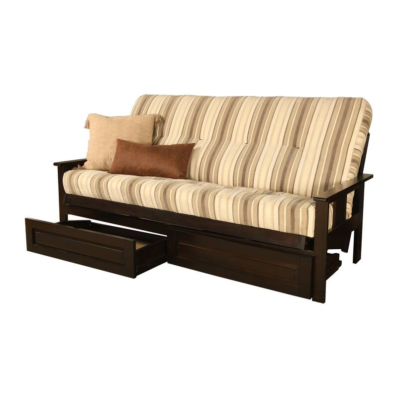 Somette Monterey Storage Full-size Futon Set in Espresso Finish with Parma Gray Mattress