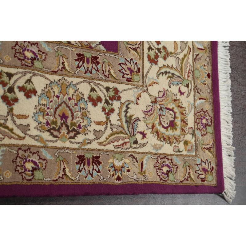 Wool/ Silk Vegetable Dye Floral Oriental Tabriz Area Rug Hand-knotted - 8'1" x 10'4"