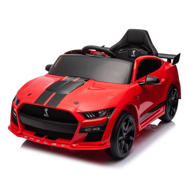 slide 2 of 27, 12V Ford Mustang Shelby GT500 Ride on Car with Built-in Radio and Bluetooth Red