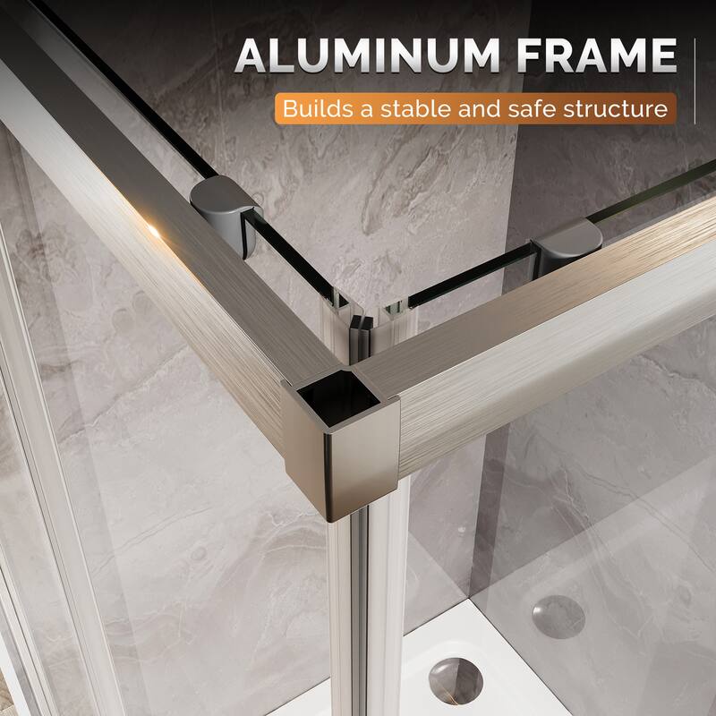 Elegant 34" W x 34" L x 72" H Corner Entry Shower Enclosure Sliding Shower Doors