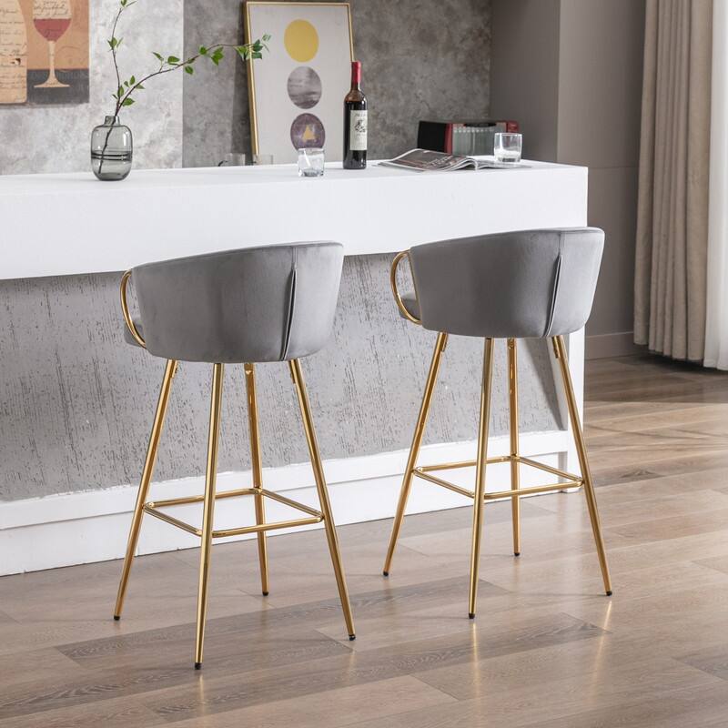 30'' Bar Stools with Chrome Footrest and Base Set of 2