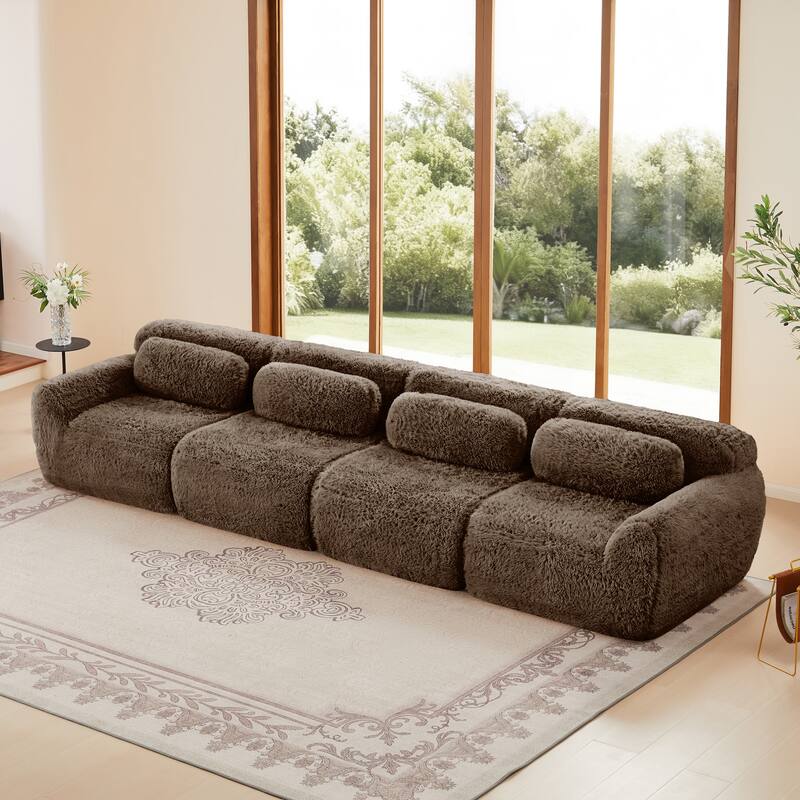 Anmytek Modern Modular Sectional Sofa Compressed Vacuum Packed - Chocolate - Symmetrical