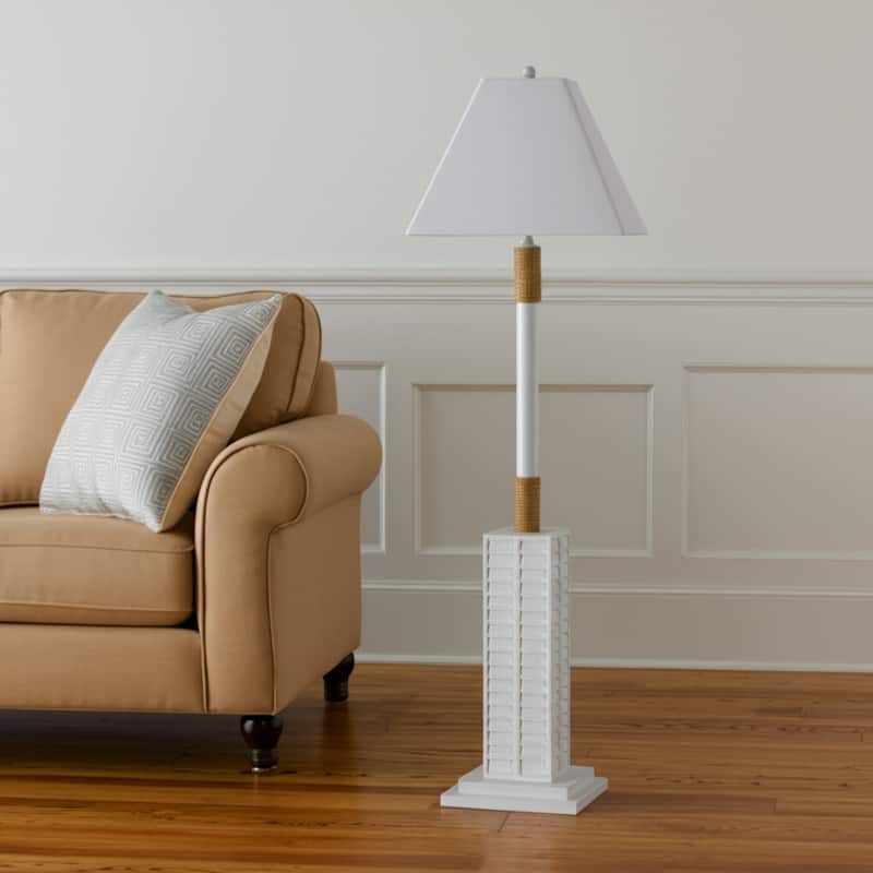 63-inch Polyresin Floor Lamp with Linen Shade and Bulb Included - 7.20” x 18” x 63”