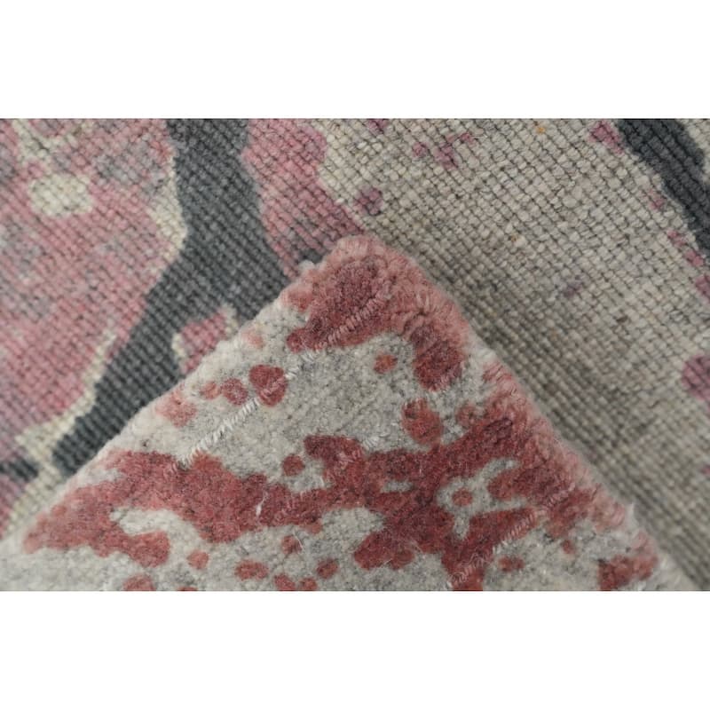 Hand Knotted Oriental Viscose Silk Carpet Modern All-Over Oranges & Rust Abstract Runner Rug - 4' 7'' X 2' 4''