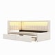 preview thumbnail 75 of 73, Platform Bed Linen Upholstered Daybed with L-shaped Headboard USB Ports and Light for Night's Sleep, Choose 2 Drawer or Trundle