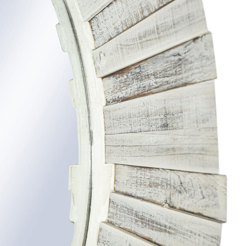 Natural Wood - Modern Farmhouse Wood Mirror - Distressed White Finish