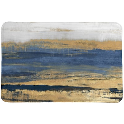 Deep Shades Of Blue Abstract Memory Foam Rug
