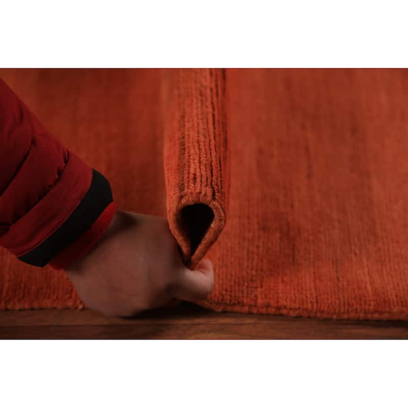 Modern Orange Gabbeh Oriental Area Rug Handmade Wool Carpet - 8'4" x 11'4"