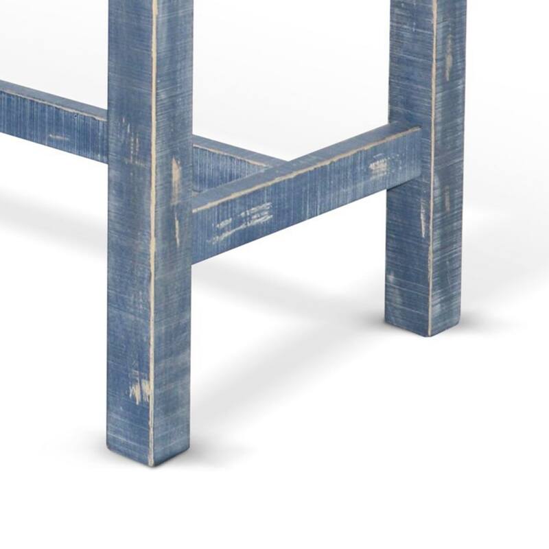Rena Counter Height Table 48 Inch Rectangular Ocean Blue Mahogany Wood