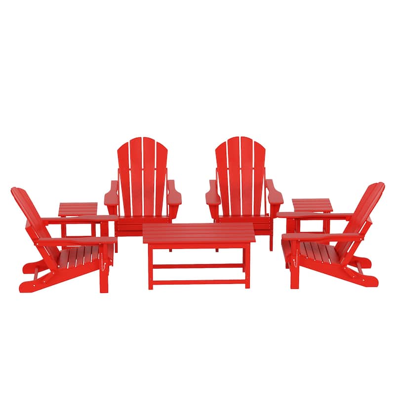Laguna Hdpe All Weather Outdoor Patio Foldable Adirondack Chairs Conversation Set (7-Piece Set)