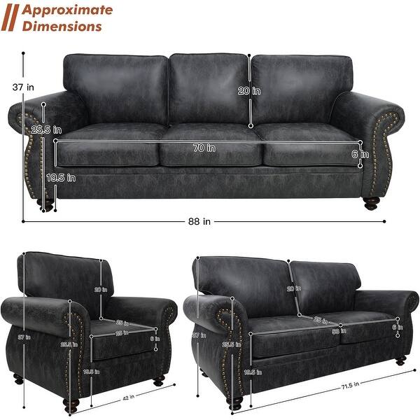 Rivet Couch,Living Room Sets,Mid-Century Couch, Solid Wooden Frame for ...