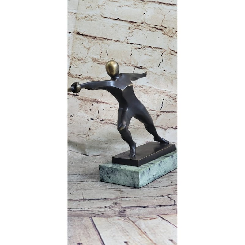 Fencing Fencer Bronze Metal Figurine Statue Sculpture Trophy Collectible 8 Inches X 13 Inches