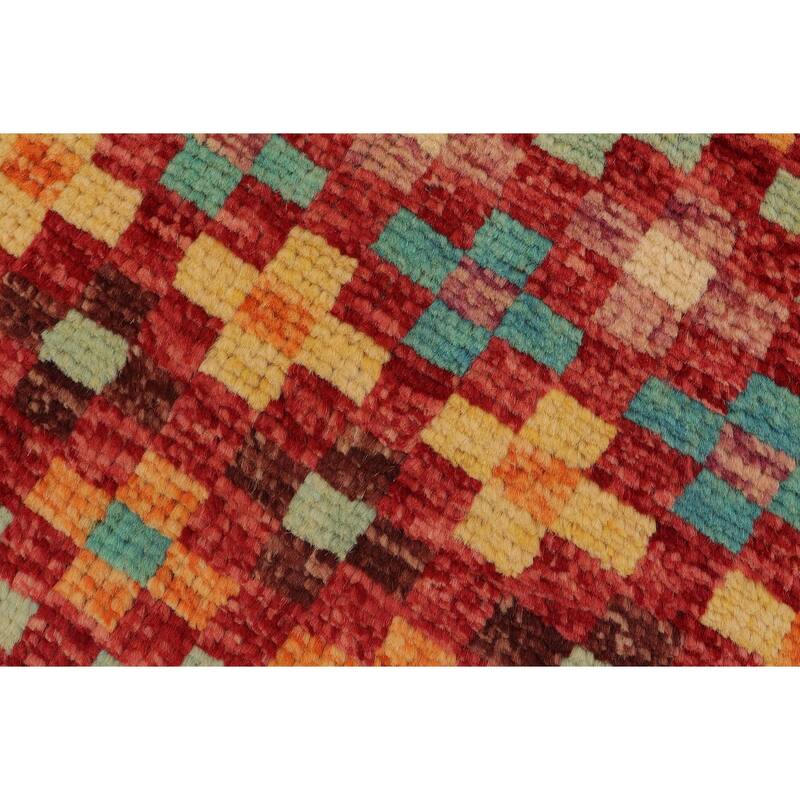 Eclectic Balochi Spence Red/Blue Hand Knotted Wool Rug - 3'3'' x 5'0''