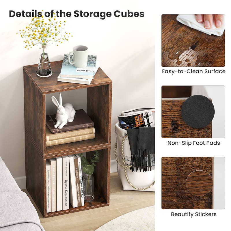 Gymax Set of 4 Stackable Storage Cube Free-standing Storage Organizer