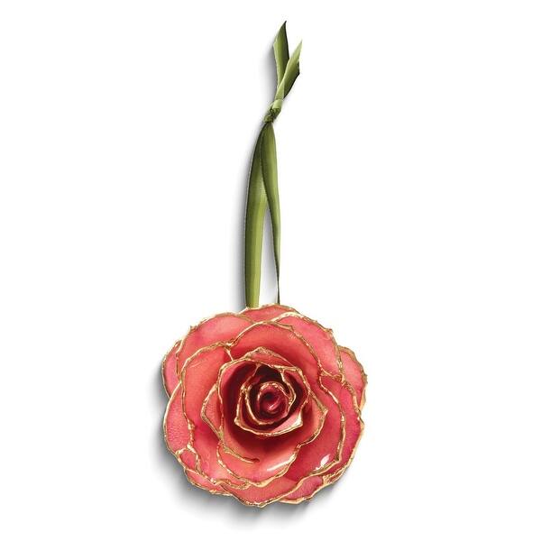 Lacquer Dipped 24k Gold Trim Pink Real Rose Lacquer Dipped 24k Gold Trim Pink Real Rose