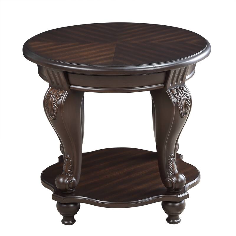 Wood Sofa Side Table with Shelf