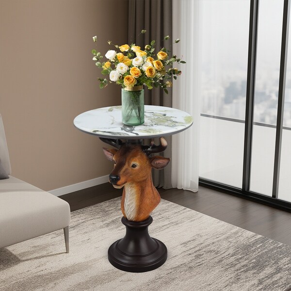 Deer Head Accent Table Animal Statue End Tables Livingroom - Bed