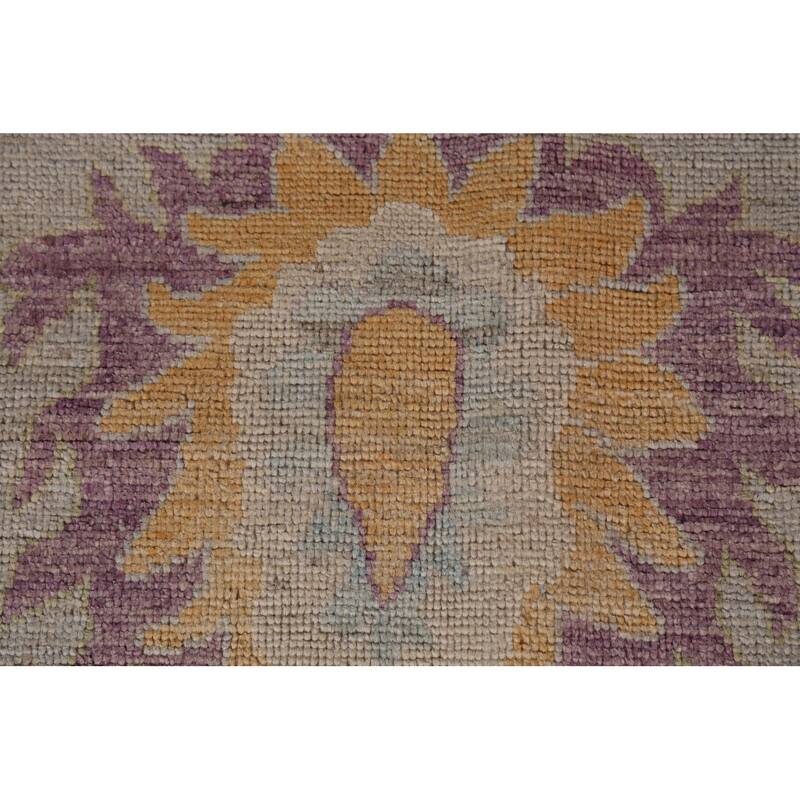 Vegetable Dye Oushak Turkish Large Rug Hand-Knotted Wool Carpet - 9'11"x 13'9"