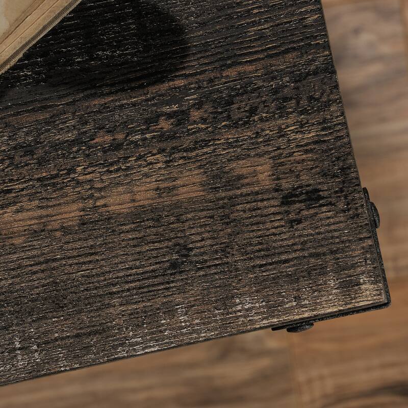 Wood Industrial Side Table with Smooth-Glide Drawers and Open Shelf, Brown - 22.44" L x 21.65" W x 23.11" H