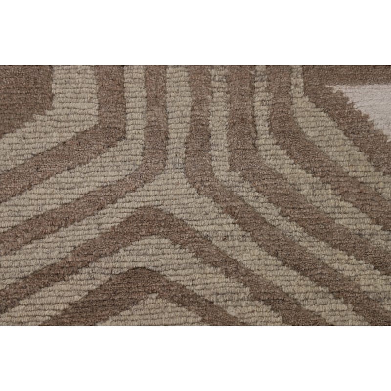 Geometric Indo Modern Area Rug Handmade Wool Carpet - 8'11"x 11'9"