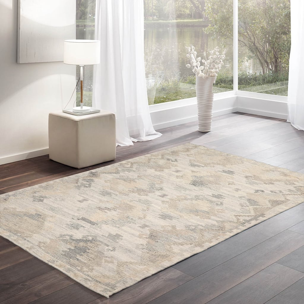 LoomBloom Southwestern Moroccan Wool Hand Woven Beige Oriental Rug - 5' 3'' x 7' 7''