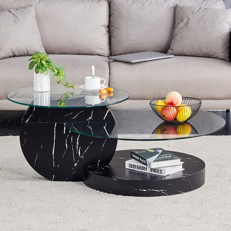 Modern and Practical Double-layer Round Coffee Table Sofa Side Table