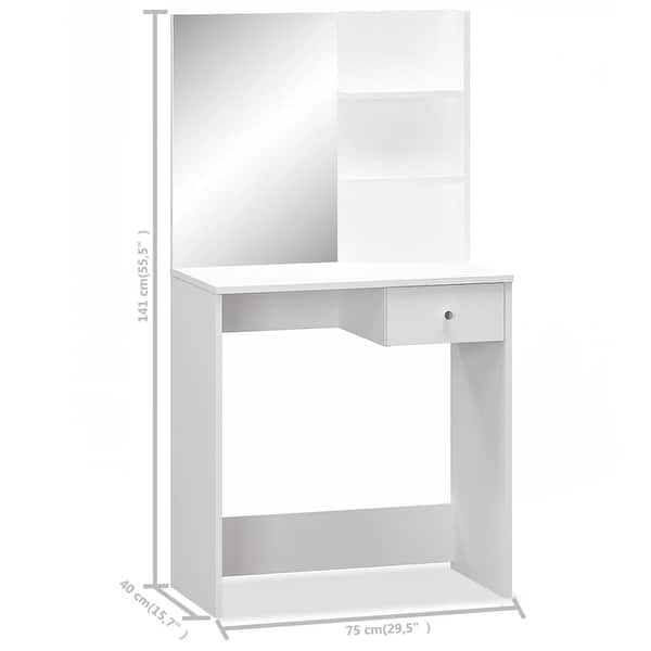 dimension image slide 1 of 2, vidaXL Dressing Table Makeup Table Vanity Table with Drawers Engineered Wood