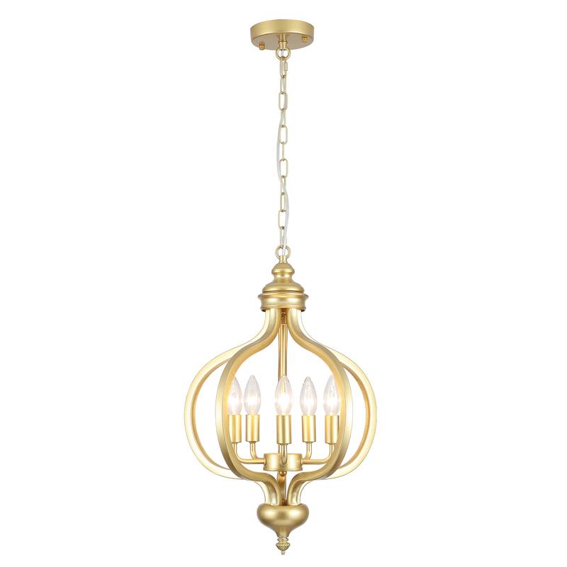 5-Light Candlestick Hanging Linear Chandelier Lighting Island Chandelier Fixture for Kitchen Island - Gold
