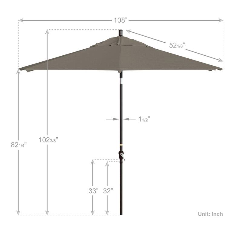 California Umbrella 9' Sunset Series Patio Umbrella Bronze Aluminum Frame and Ribs, Crank Lift Auto Tilt, Pacifica Pacific Blue