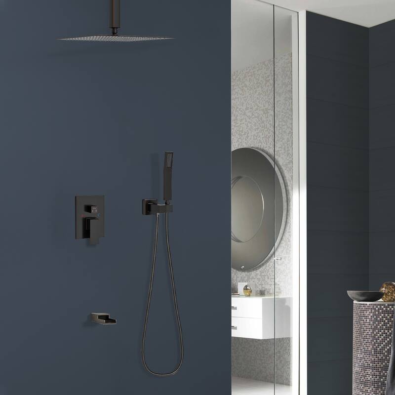 Topcraft 12-inch Ceiling Mount Square Shower System with Rough-in Valve - 12*12