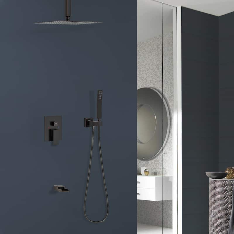 Topcraft 16-inch Ceiling Mount Square Shower System with Rough-in Valve - 16*16