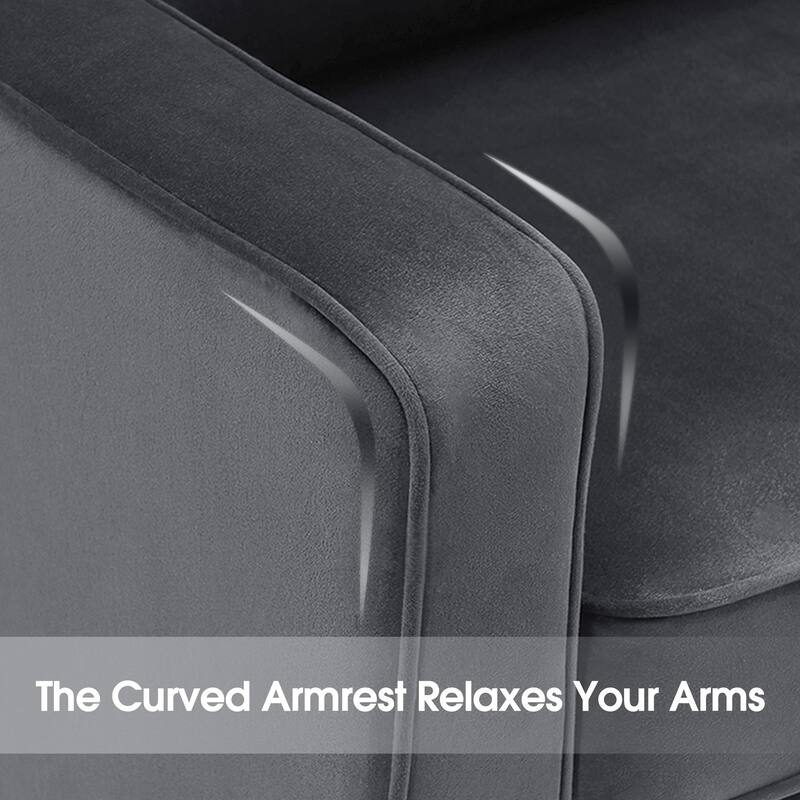 MCombo Modern Accent Club Chair with Ottoman, Velvet Upholstered Armchair with Lumbar Pillow 4278